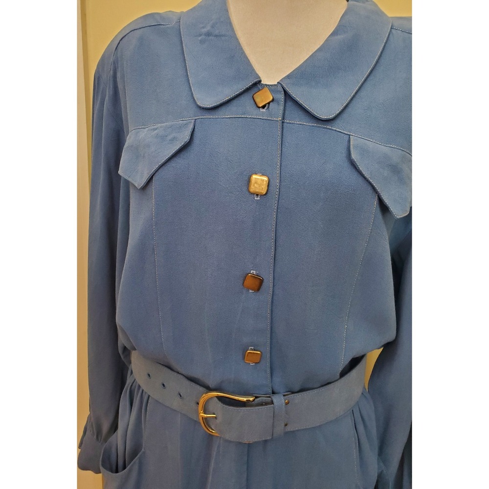 Vintage Dennis Goldsmith Long Sleeve Belted Shirt Dress‎ Western Coastal Cowgirl - Picture 2 of 10